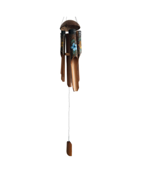 Bamboo Chime with Airbrush Hibiscus Design