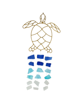 Wire Turtle Top with Sea Glass Hanging Drops