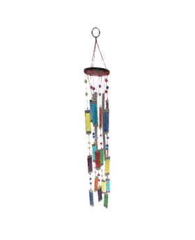 Painted Glass Suncatcher Metal Tube Chime