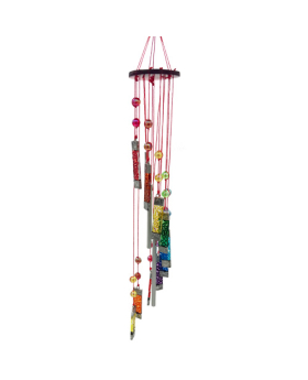 Painted Glass Suncatcher Spiral Metal Tube Chime