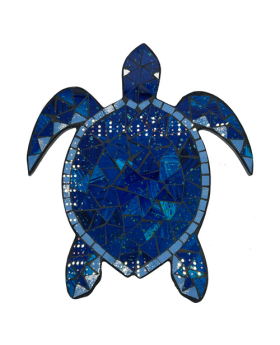 Multi Blue Mosaic Turtle Plaque