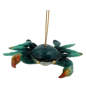 Glossy Resin Blue Crab Ornament