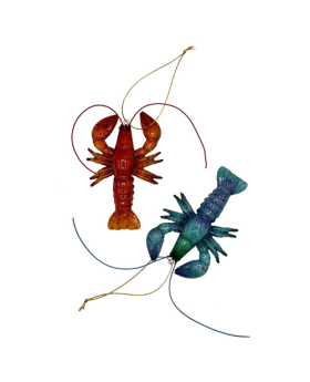 Glossy Resin Red & Blue Lobster Ornament