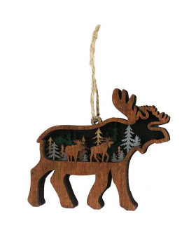 Wood multi layer Moose Ornament