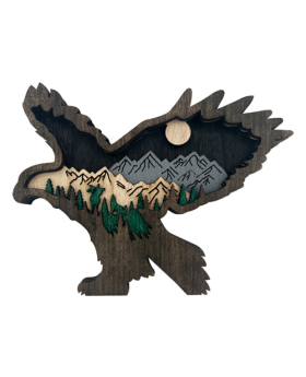 Wood multi layer Eagle figurine