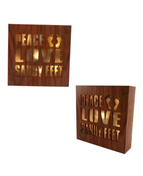 Special Price Wood LED Lighted Box Sign-Peace, Love, Sandy Feet