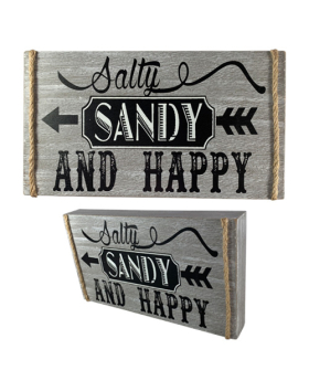 Special Price Wood/Rope box sign - Salty, Sandy, Happy