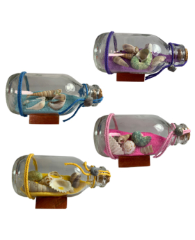 4 Assorted colored Sand/Shells in a bottle