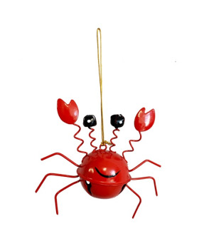 Crab jingle bell ornament