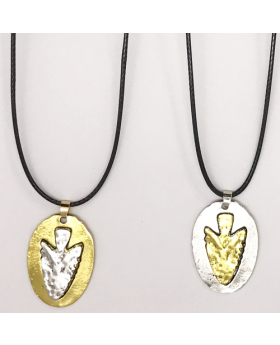 Two Tone Arrow Black Cord Necklace