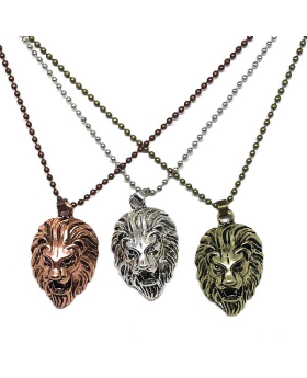 Lion Head on ball chain necklace assorted Silver/Gold/Rose Gold