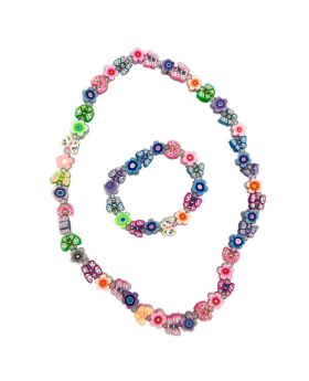 Kiddie Fimo Butterfly and Flower Necklace and Bracelet Set