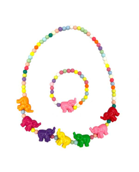 Kiddie Elephant Necklace and Bracelet Set