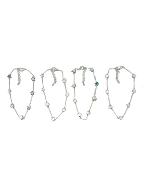 Silver chain Anklet with small shell Star beads assorted