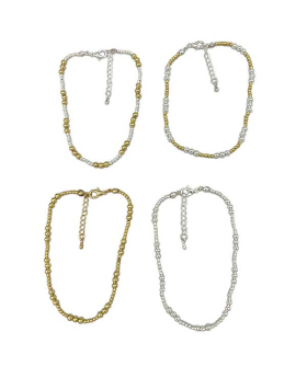 Mixed Metal beaded Anklet 4 assorted