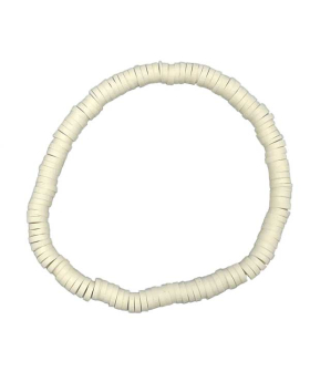 Round white Fimo beaded elastic Bracelet