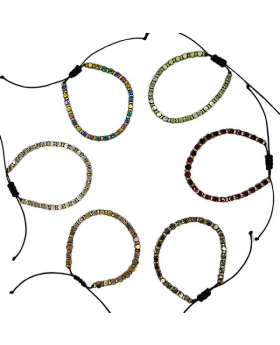 Assorted iridescent Hematite beaded adjustable Bracelet