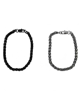 Black and Dark Silver assorted Chain Bracelet