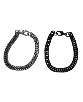 Dark Silver and Black assorted heavy flat chain Bracelet