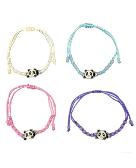 4 Assorted beaded adjustable string Bracelet with enamel Panda 