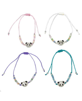 Crystal Panda Head on assorted string and bead Bracelet