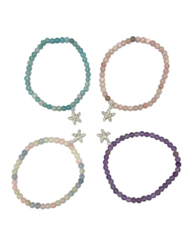 Stone Beaded Bracelet with Crystal Starfish charm