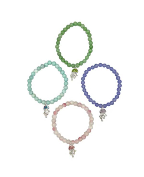 Assorted Crystal Jellyfish charm on Stone beaded bracelet