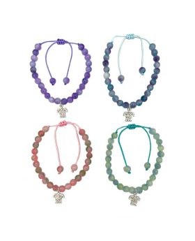 Assorted Stone beaded Bracelet with Crystal Turtle charm