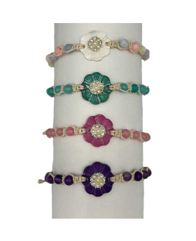 Macrame Bracelet with Large Flower and beads