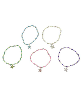 Crystal Starfish charm on beaded elastic Bracelet assorted