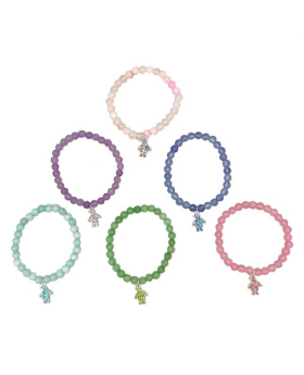 Crystal Penguin Charm on beaded Stone Bracelet