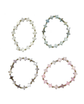 Gold beaded Elastic multi Cross Bracelet  assorted