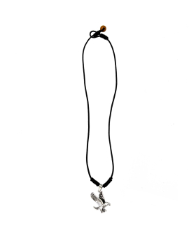 Silver Eagle on black leather cord Necklace
