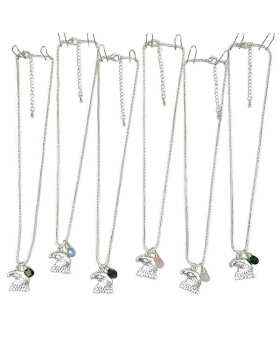 Silver Eagle head with assorted teardrop stone dangle Necklace
