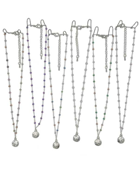 Six assorted delicate beaded chain Necklace with Silver Sand Dollar charm