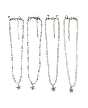 4 Assorted pastel beaded Necklace with rhinestone Starfish