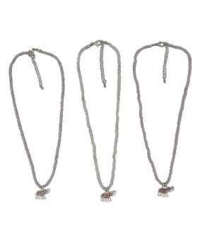 Assorted beaded Necklace with colored crystal Elephant charm
