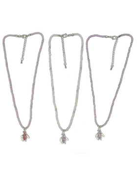 Assorted beaded Necklace with Crystal Penguin charm