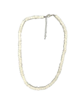 18" White square Fimo beaded Necklace