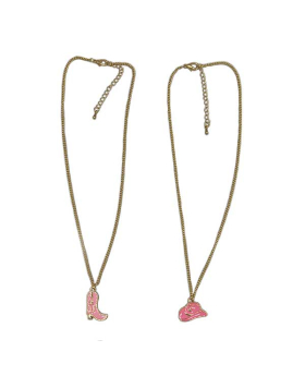 Assorted Gold and Pink Cowboy Hat and Cowboy Boot Necklace