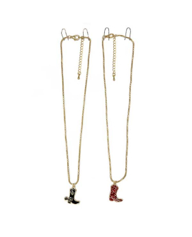 Gold red/black assorted Cowgirl Boot Necklace