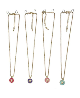 Turtle medallion on gold box chain Necklace assorted
