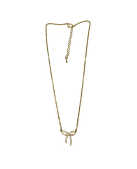 Gold and Crystal Bow Necklace