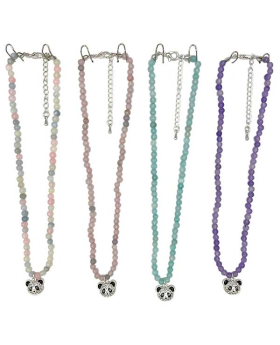 Genuine stone beaded Necklace assorted with Crystal Panda head