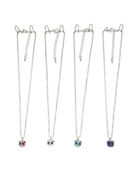 Assorted Ceramic Panda  on silver chain Necklace