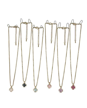 Gold chain Necklace with pearlized enamel Plus shaped charm