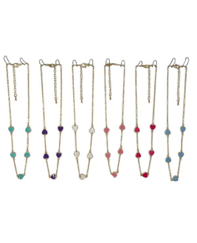 Enamel Hearts on gold chain Necklace 6 assorted colors