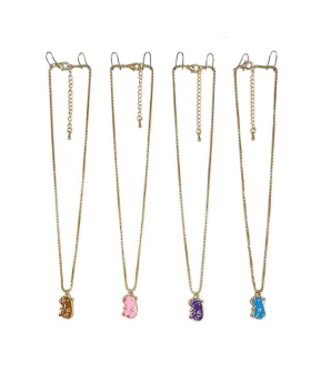 Enamel Capybara pendant on gold chain Necklace