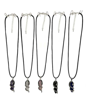 Dragon wrapped around pointy Crystal on black cord Necklace