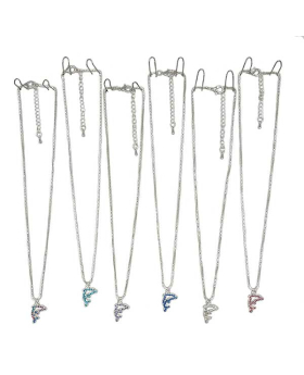 Assorted Crystal Dolphin outline charm Necklace 